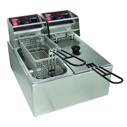 Freidora eléctrica de sobremesa, 2 cubas de 15 libras