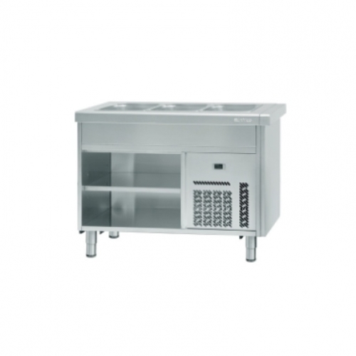 Baño maría autoservicio 3 GN 1/1 con reserva neutra, seco ventilado