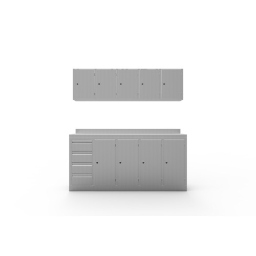 Mueble para comedor de personal fabricado en acero inoxidable