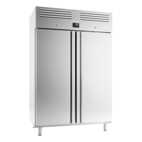 Refrigerador en acero inoxidable AISI 304 de 2 puertas sólidas,  GN 2/1,  1385 x 794 x 2130 mm
