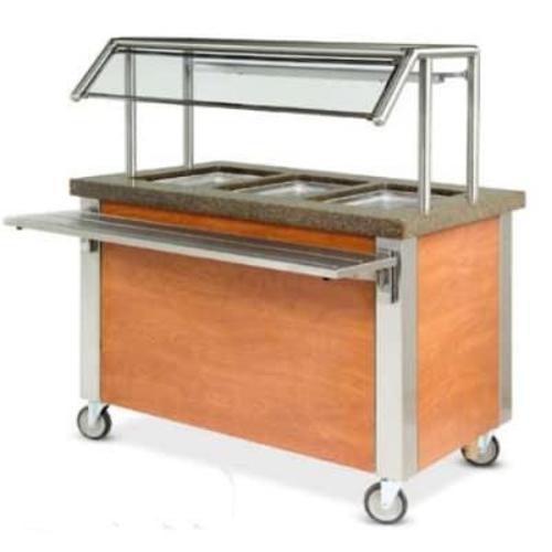 Carro baño maría caliente 4 GN (2 1/1 + 4 1/2) con rodines