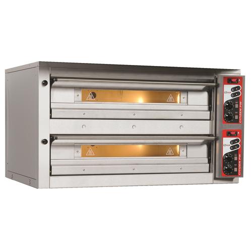 Horno para pizza, 2 cámaras, eléctrico, control analógico, capacidad para 9+9 pizzas de Ø 33 cm