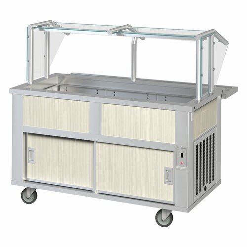 Mesa fría 3 fosas con antiestornudos y correbandejas (3 GN con tapa)