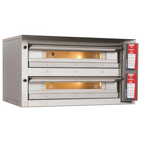 Horno para pizza, 2 cámaras, eléctrico, control digital, capacidad para 9+9 pizzas de Ø 33 cm